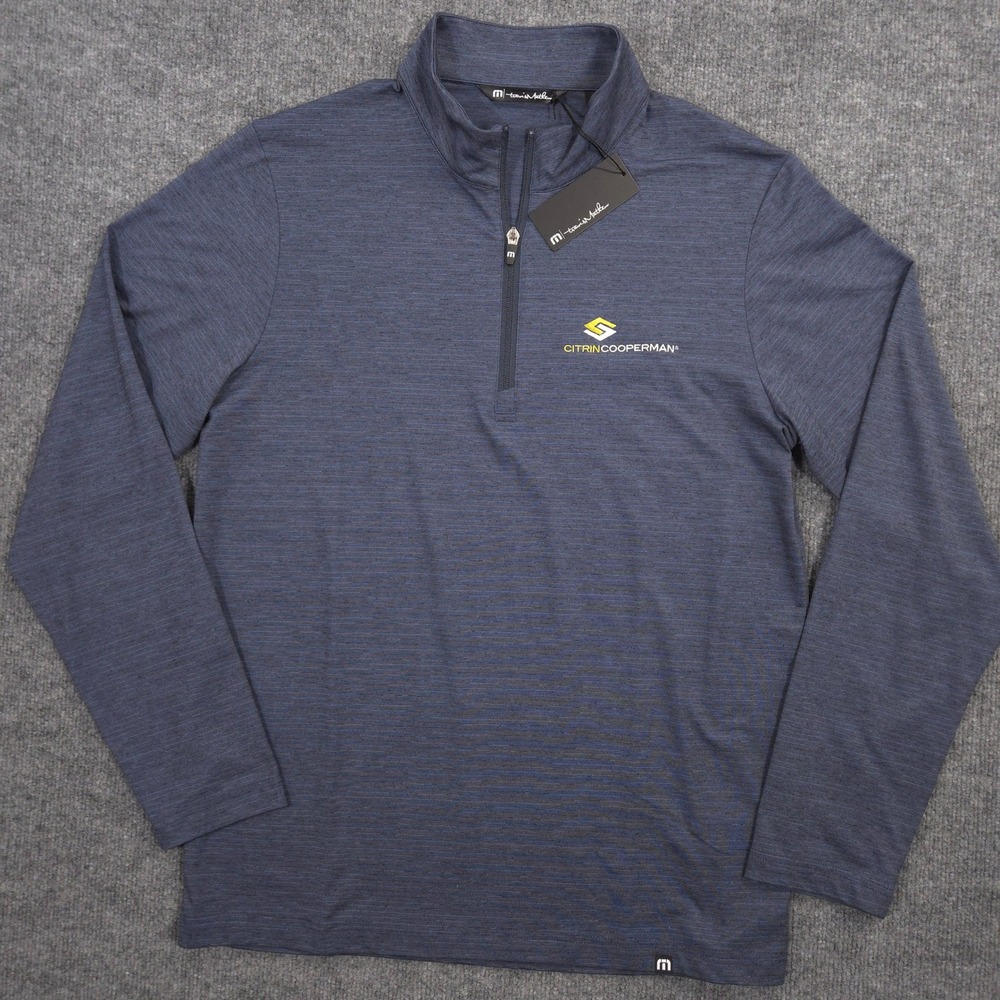Travis Mathew Crestview 1/4 Zip Mens M Blue Performance Golf Preppy Pullover NEW